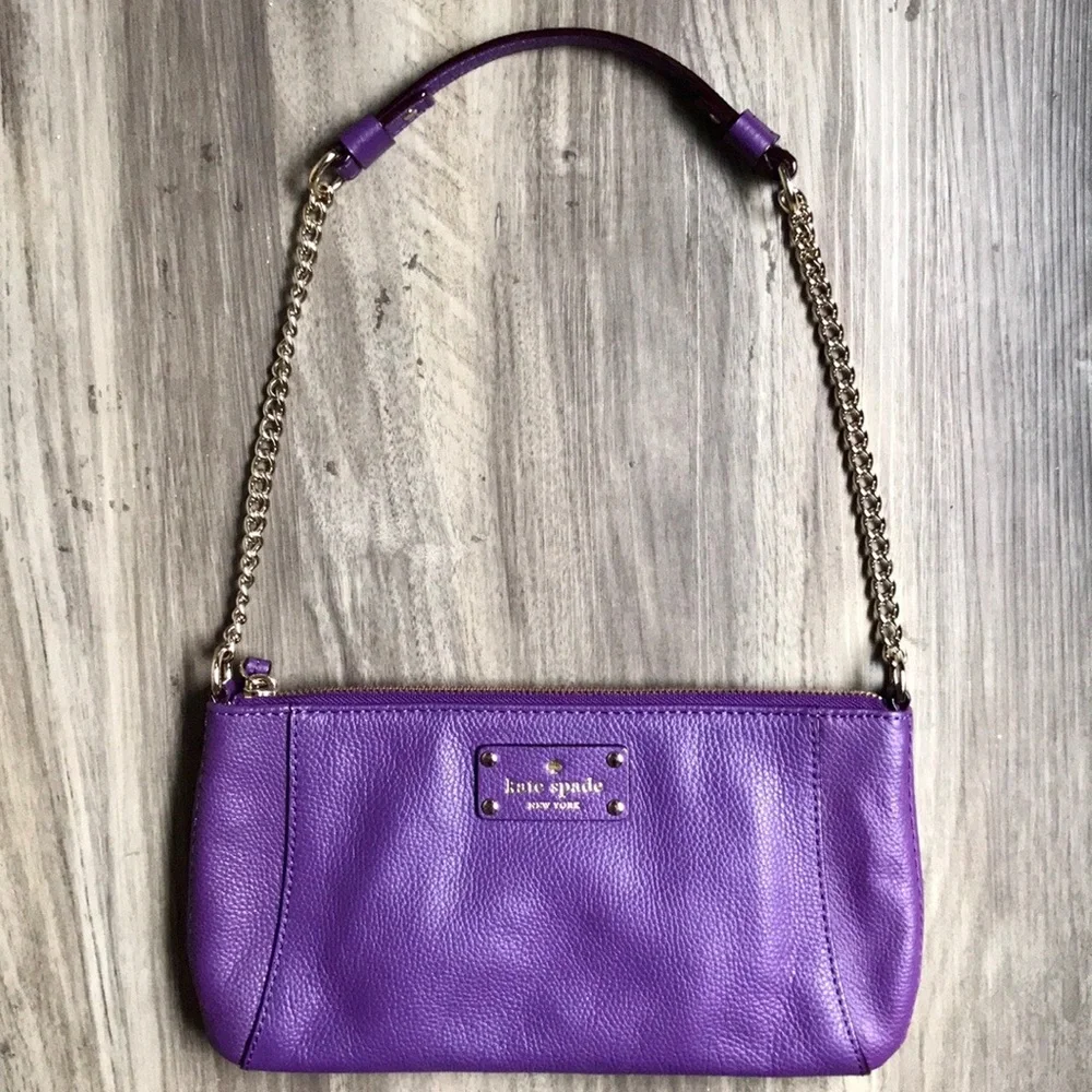 Kate Spade Shoulder Bag Purple with Gold Chain and Leather Strap